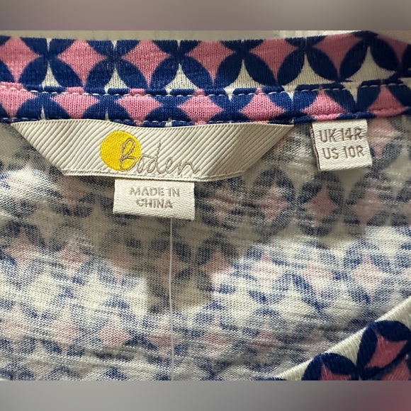 BODEN Diamond Pattern Scoop Neck 3/4 Sleeve 100% Cotton Nightgown size 10 NEW - Picture 4 of 10